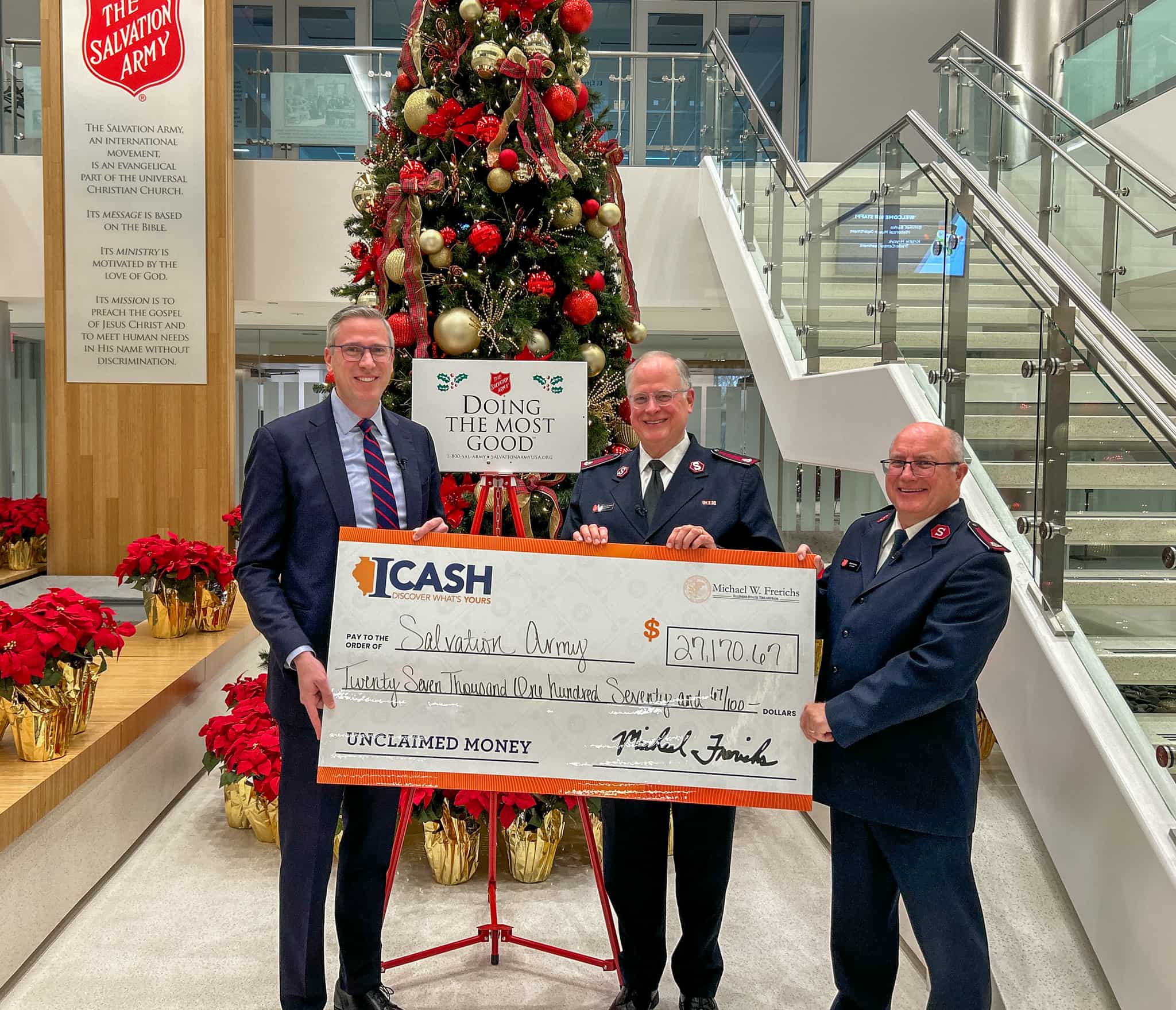 December 19, 2024 – State Treasurer Michael Frerichs Returns $27,000 To The Salvation Army