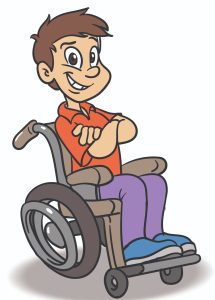 illustration of a boy in a wheelchair with his arms crossed