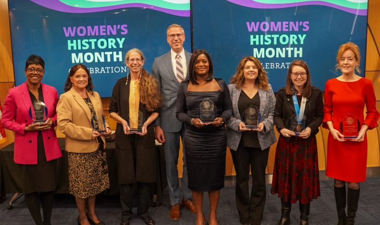 Treasurer Frerichs with the 8 recipients of awards in honor of Women's History Month 2026