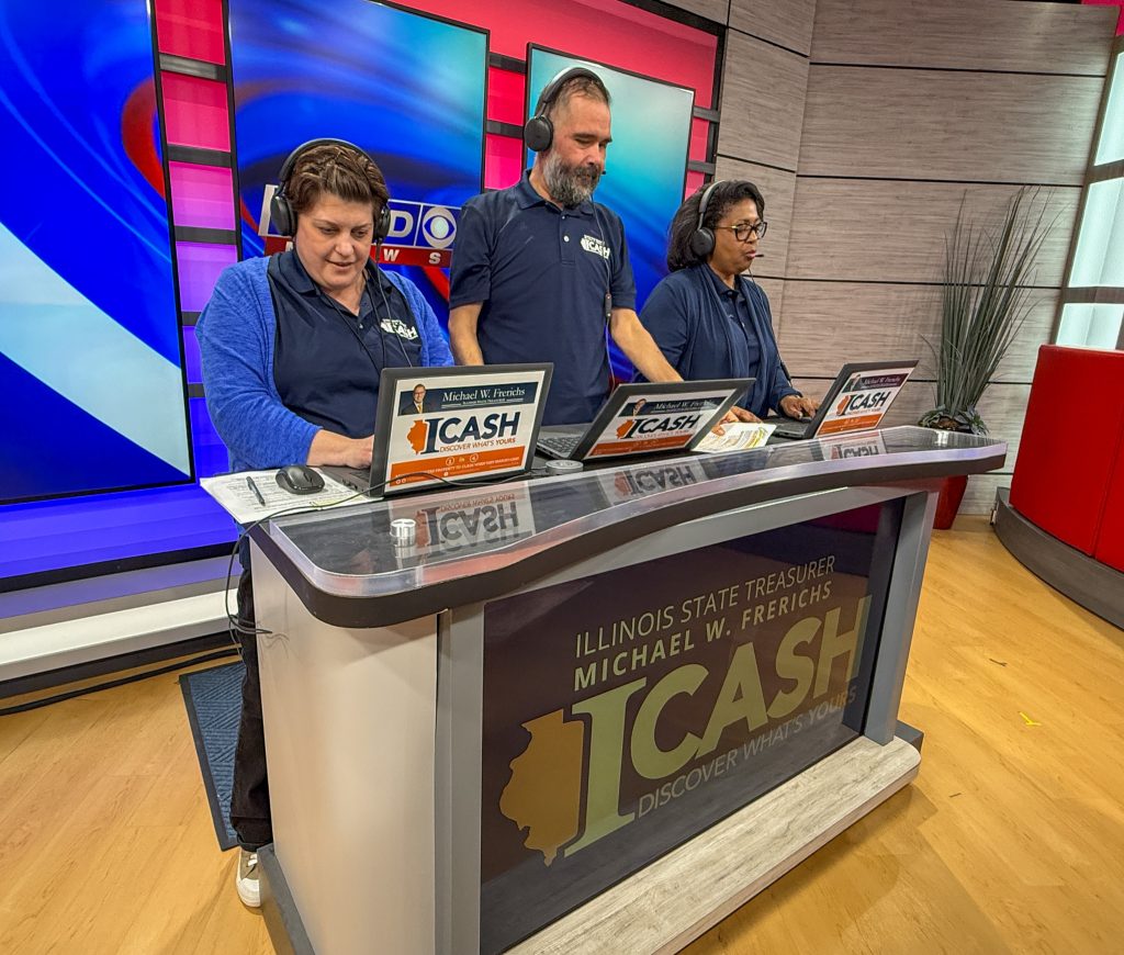 The I-CASH team answers calls at WMBD Telethon in Peoria. 